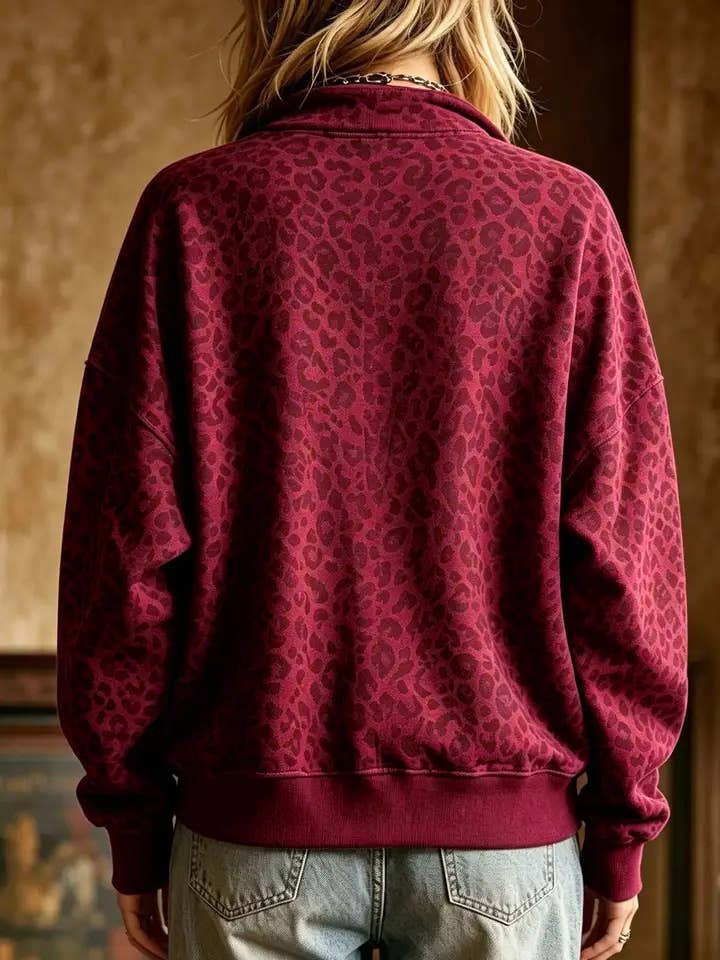 Wild Side — Leopard Half-Zip Pullover