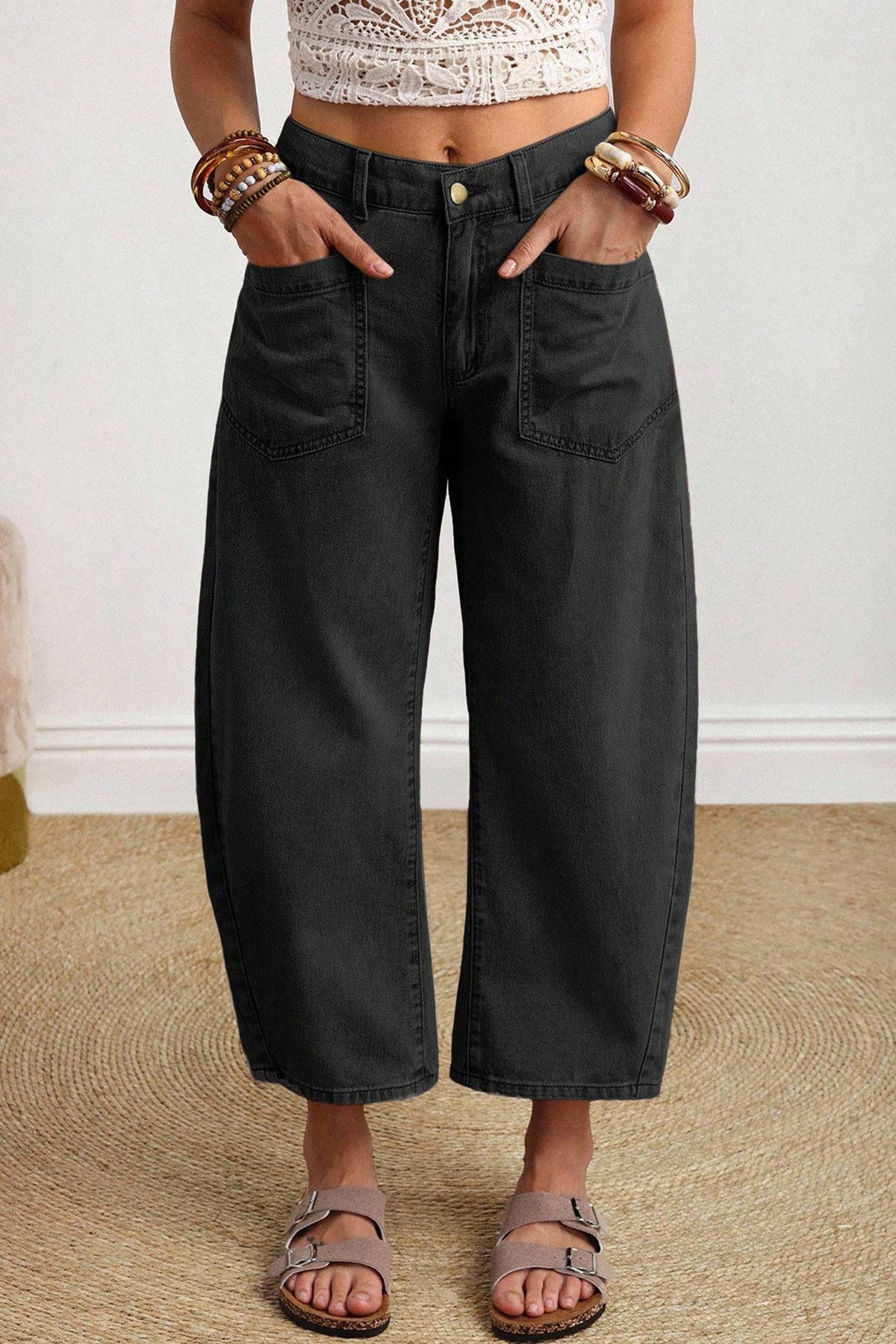 Cool Girl — Patch-Pocket Barrel Jeans