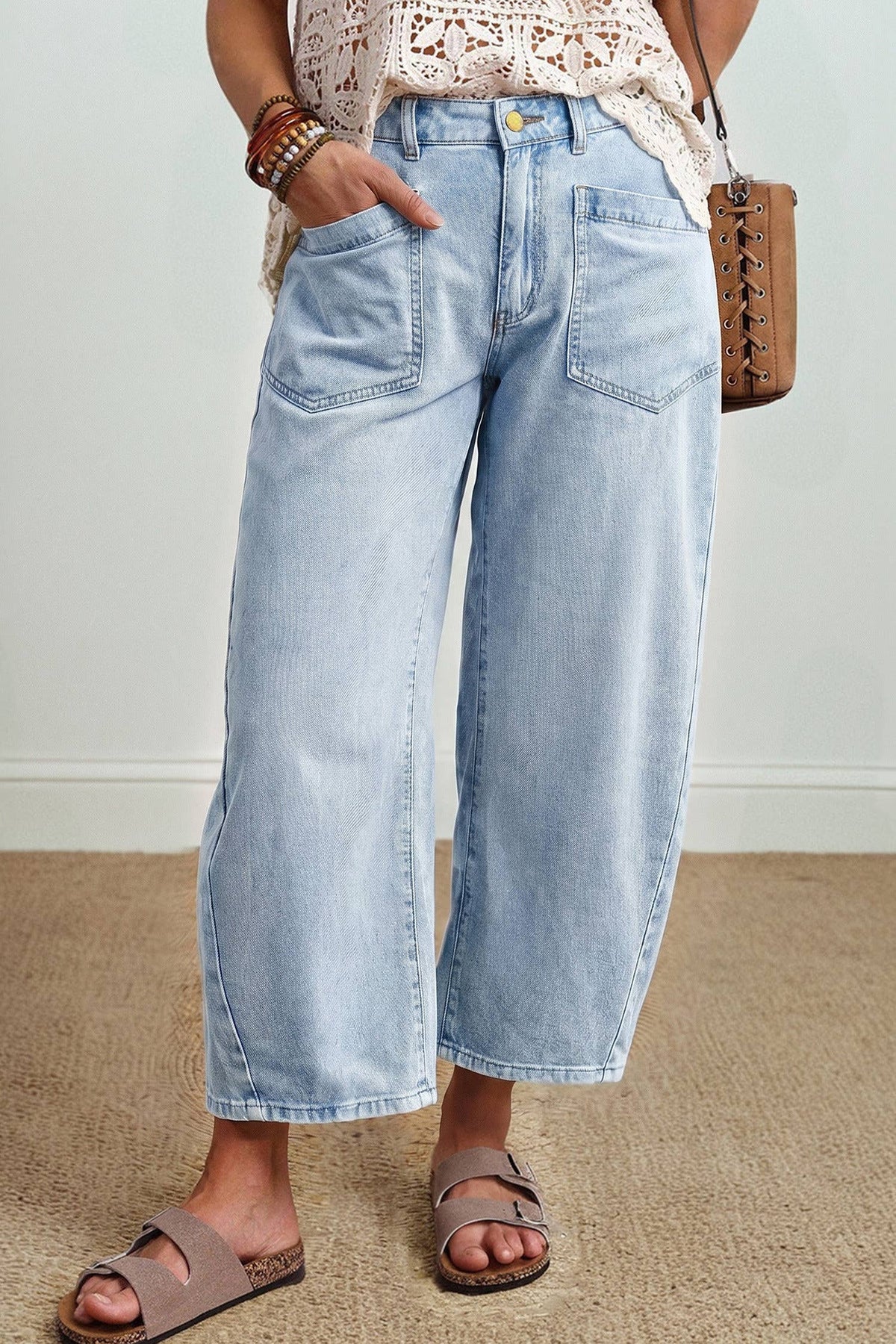 Cool Girl — Patch-Pocket Barrel Jeans