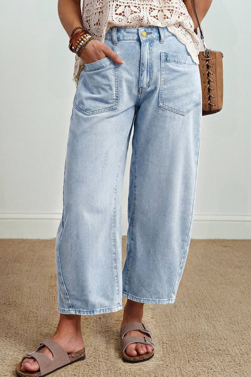 Cool Girl — Patch-Pocket Barrel Jeans