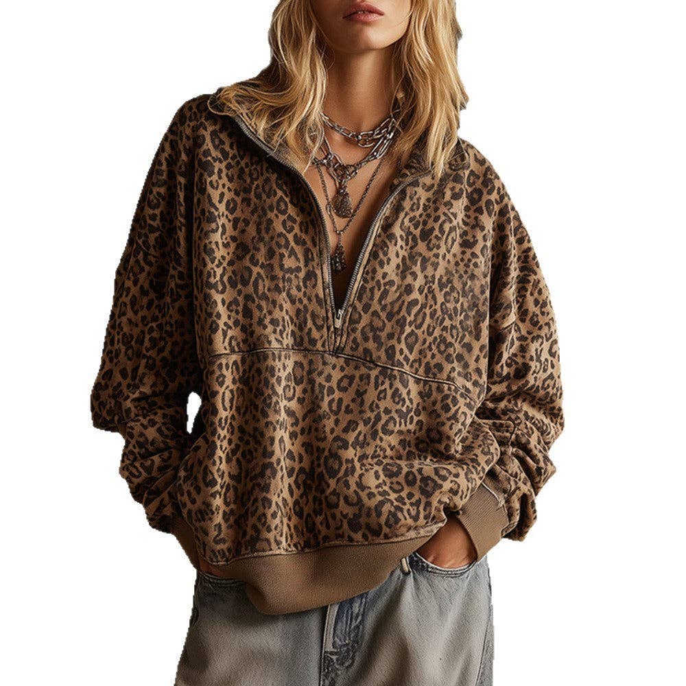 Wild Side — Leopard Half-Zip Pullover