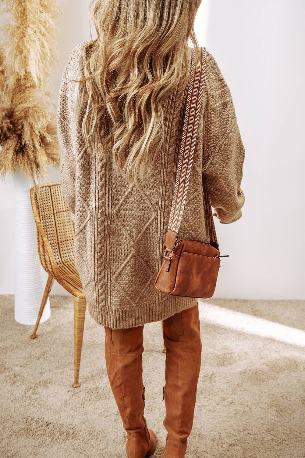 Cozy Cabin — Cable Knit Sweater Dress